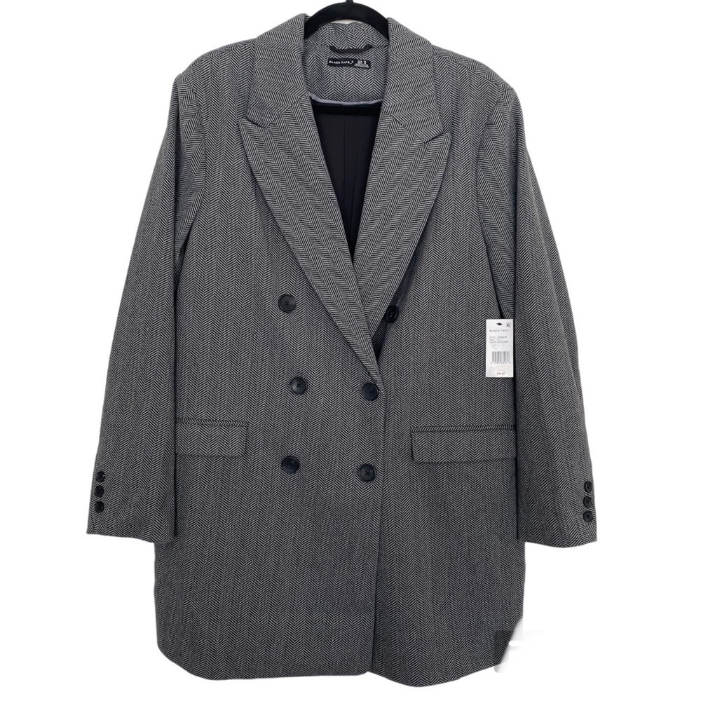 Black Tape Double Breasted Herringbone Blazer Jacket New Size 1X